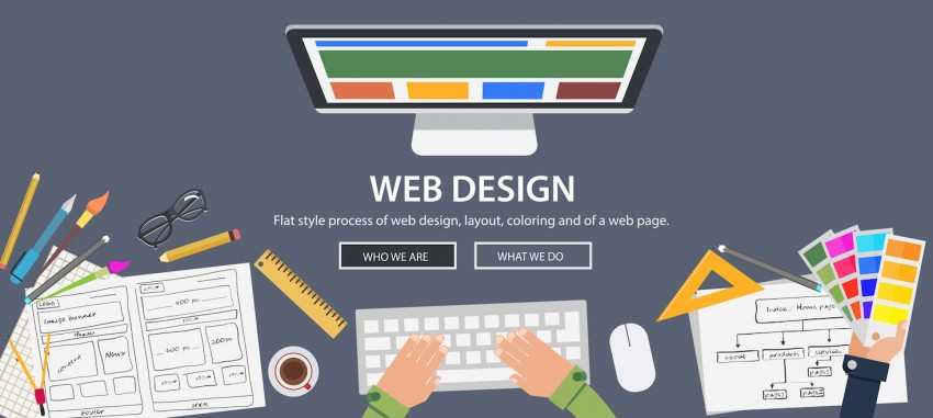 Flat style web design and development concepts