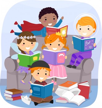 Stickman Kids Reading Fantasy Books